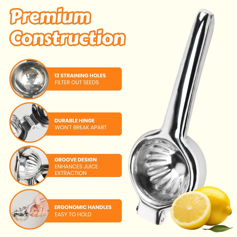 Stainless Steel Lemon Squeezer | Heavy Duty Handheld Juicer with