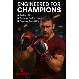 Professional Boxing Gloves, Black White Red Gold, Training and Sparring (Burgundy, 14 oz)