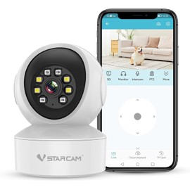 VSTARCAM Indoor Surveillance Camera - 2K QHD, 360° WLAN Indoor Dog Camera with App, Automatic Tracking, 2-Way Audio, Motion Detection, Colour Night Vision up to 9 m, up to 256 GB Local Storage