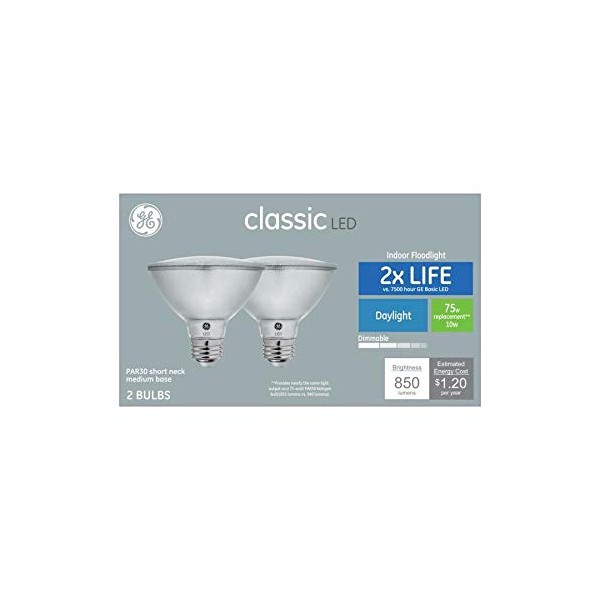 GE Classic 2-Pack 75 W Equivalent Dimmable Daylight Par30 Shortneck LED Light Fixture Light Bulbs
