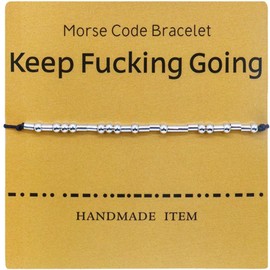 TESTRYE Morse Code Bracelets for Women,Keep Going Morse Code Bracelets with Adjustable String,Inspirational Gifts for Women Men Friends