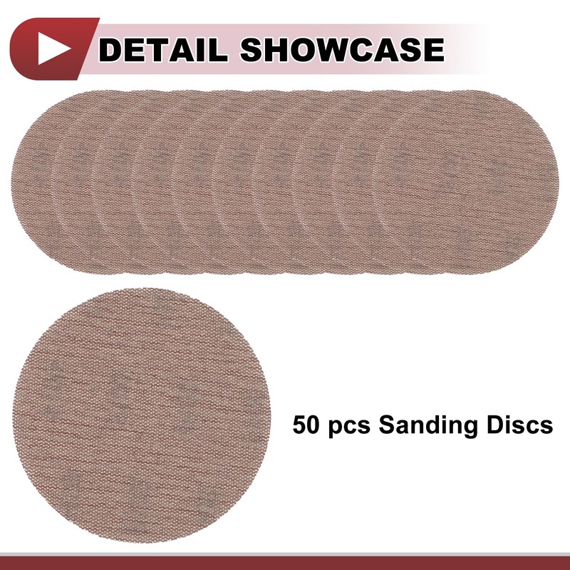 HEROFFIX 50 Pcs 5 Inch Abranet Sanding Mesh Anti-Clog Hook