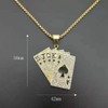 MayiaHey Poker Pendant, Sparkling Poker Card Necklace for Men, Golden