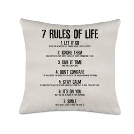 Axmosto Inspirational Cushion Cover, Letter Print, Seven Rules of Life, Motivational Gifts for Daughter Son, Inspirational Home Decor Pillow Cover, 45_x 45_cm (axmosto-009)