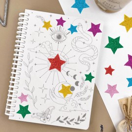 CustomyLife 180Pcsc Glitter Foam Star Stickers, 3 Sizes Pink Gold Red Green White Star Stickers, Self Adhesive Holographic Wedding Valentines Mothers Party Decoration for DIY Crafts, Scrapbooks, Cards