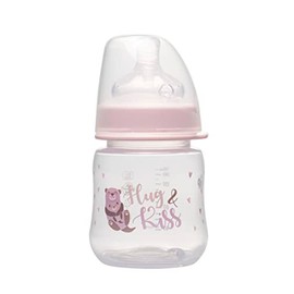 NIP Weithalsflasche mit Anti-Kolik Sauger: Baby Trinkflasche mit ACTIFLEX- System, Made in Germany, BPA-Frei, Silikon, Einheitsgröße, Saugloch M-mittlerer Trinkfluss, 150 ml, Girl
