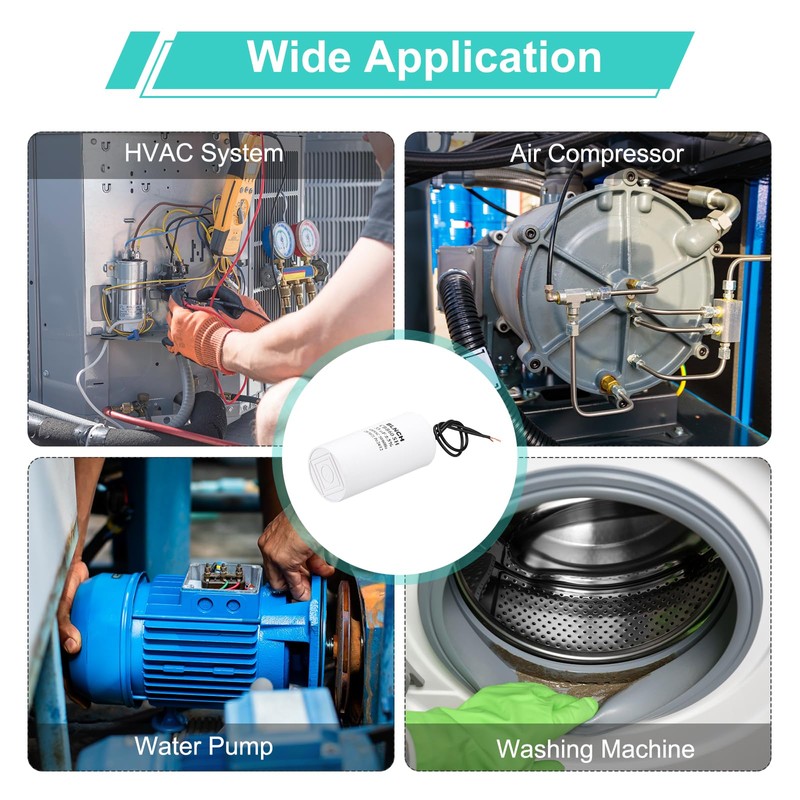 sourcing map CBB60 Running Capacitor, 35uF 450V 2 Wire Electric