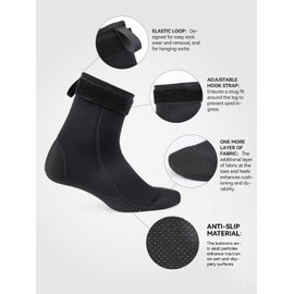 COPOZZ 3mm Neoprene Water Socks for Beach and Sand Sports - Superior Durability, Anti-Slip, Perfect for Volleyball, Kayak, Swim, Surfing, and Diving