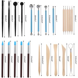 RUBFAC Polymer Clay Tools, Clay Tools Kit, 24pcs Clay Sculpting Tools Set with Stylus and Rock Painting Kit - Air Dry Clay Modeling for Pottery and Sculpture