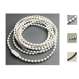 EFIXS Roller Chain Made of PVC (Operating Chain) - Length: 120 cm to 50 m - Here: 240 cm Operating Length (480 cm Circulation) - 4.5 x 6 mm - for Roller Blinds, Blinds and Slat Curtains, Colour: White