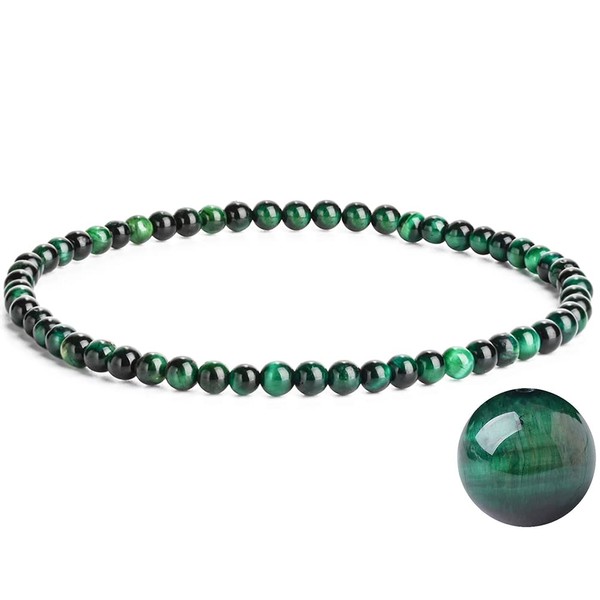 EUMENIDES Tiger Eye Bracelet, Quality A, 7.5 Inches, 4/6 mm,