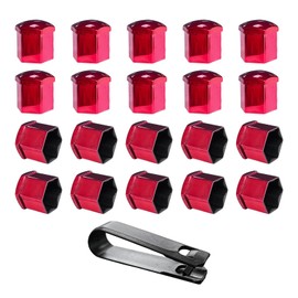 KANDUJIMU 20 PCS Wheel Nut Covers Bolt Caps, 19mm Wheel Lug Bolt Covers Caps with Removal Tool, Auto Hub Screw Bolt Head Tire Protector, Universal Vehicle Exterior Decor Accessories (Red)