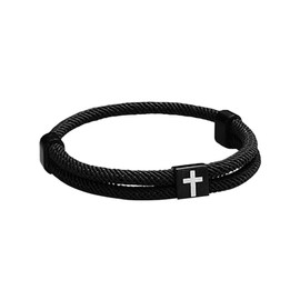 TOEECY Men's Alloy Bracelet Adjustable Hand Knitted Square Cross Bracelet Stainless Steel Friendship Bracelets Great Gift for Men