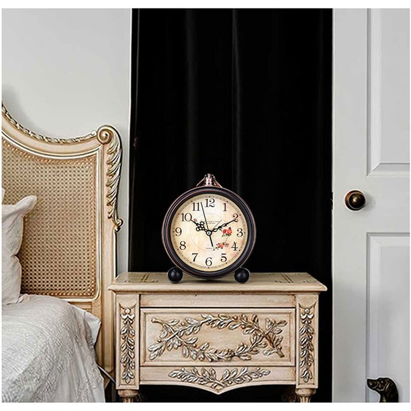 SWHONG Rural Mantle Clock Metal Clock Home Decoration Mantle clock