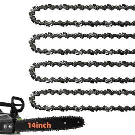 4 Pack 14 Inch Chainsaw Chain 52 Drive Links, 050" Gauge, 3/8" LP pitch, 14-Inch Replacement Chainsaw Chains Low-Kickback Fits Craftsman, Echo, Poulan, Ryobi, Worx 14 inch Chainsaw Chains
