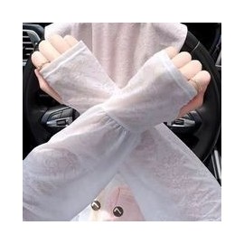 Women's Summer Thin Ice Silk Floral Sunscreen Lace Jacquard Loose Arm Sleeves Size/Gray 15ea