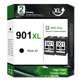 901XL 901 Remanufactured Black Ink Cartridges Replacement for HP 901 901XL for HP OfficeJet J4500 J4680 J4580 4500 J4524 J4540 J4550 (2 Black)