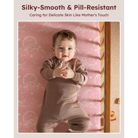 Unnivoll Baby Crib Sheets for Boys Girls, 28x52x8in Fitted Crib Sheet Neutral 3 Pack for Standard Crib and Toddler Mattress, Breathable Soft Microfiber Baby Sheet Pink White Moon