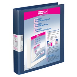 VELOFLEX Velodur 1143150 Presentation Ring Binder DIN A4 2-D-Ring Mechanism 25 mm Wide with Wide Back Pocket Blue