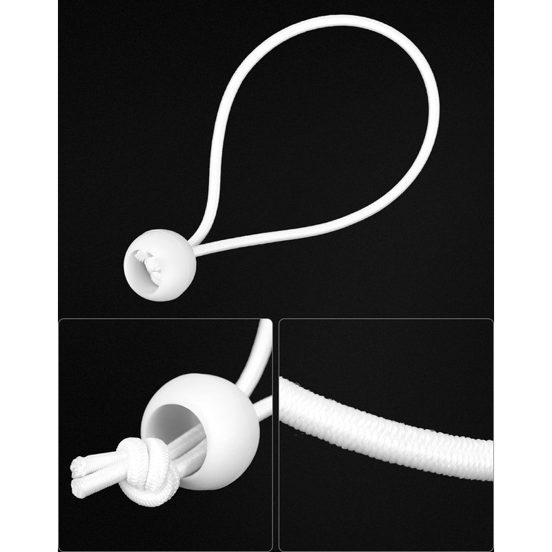 QWORK® 100 pcs Bungee Cord with Balls, 6 inch, White