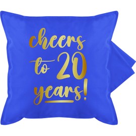 Shirtracer Kissenbezug - Kissen - Cheers to 20 Years I 20. Geburtstag Geschenkideen 20 Jährige Geburtstag Geschenk Zwangzigster I 20ter I 20iger - 50 x 50 cm - Blau - 20er Jahre zwanzig Geschenke für