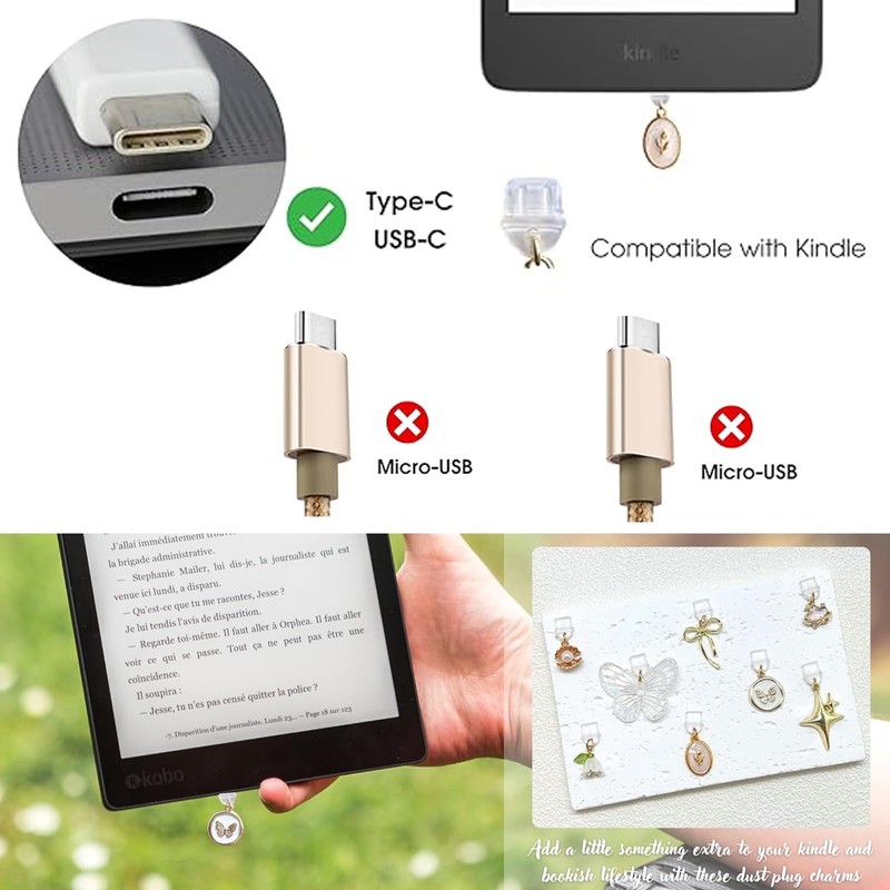8 Pcs Type C Dust Plugs with Butterfly, USB C