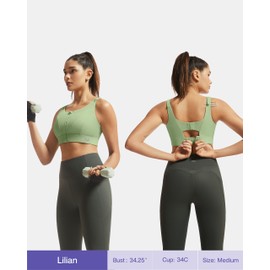 VFUS Adjustable High Impact Sports Bras for Women Zip Front Full Coverage and Lift Padded Compression Tops (XX-Large, Lime Green)