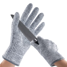 ANDANDA Cut Resistant Gloves, Food Grade Safety Kitchen Cuts Work Gloves for Oyster Shucking, Fish Fillet Processing, Meat Cutting and Wood Carving, Grey M 12 Pairs
