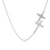 HUKKUN Double Cross Necklace Sterling Silver SidewaysCross Necklace Double Cross