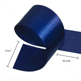Dark Blue Ribbon 2 inch Ribbons for Crafts Gift Ribbon Satin Blue Solid Ribbon Roll 2 in x 25 Yards Gift Wrapping Wedding Decor Hair Decoration Sewing Floral Crafts
