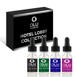 OLU SCENTS 4-pk Hotel Diffuser Oil, Hotel Lobby Collection (15 ml) Hotel Scents, Waterless Essential Oil Diffuser Refills, Essential Oils for Diffusers for Home, Hotel Fragrance Oil Home Essentials