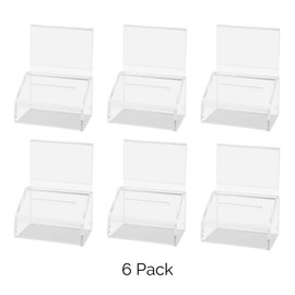 Marketing Holders 6 Pack 5 x 7 Inch Ballot Box Contest Ticket Box with Header Sign Holder Clear Acrylic Small Tip Collection Countertop Coin Collection Container