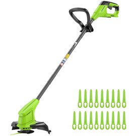 Greenworks 24V 10" Cordless String Trimmer/Weed Wacker (Includes 20 Blades), Battery and Charger Not Included