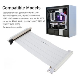 Jectse PCIe 4.0 X16 Riser Cable, High Speed GPU Extender, 180° Flexible, Compatible with RTX 4090, RX 7900 XT (White)