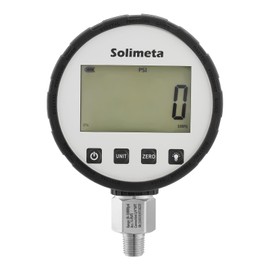 Solimeta High Pressure Digital Pressure Gauge, 4" Dial Size, 1/4"NPT Lower Mount, 0-10000 psi, Accuracy 0.4%