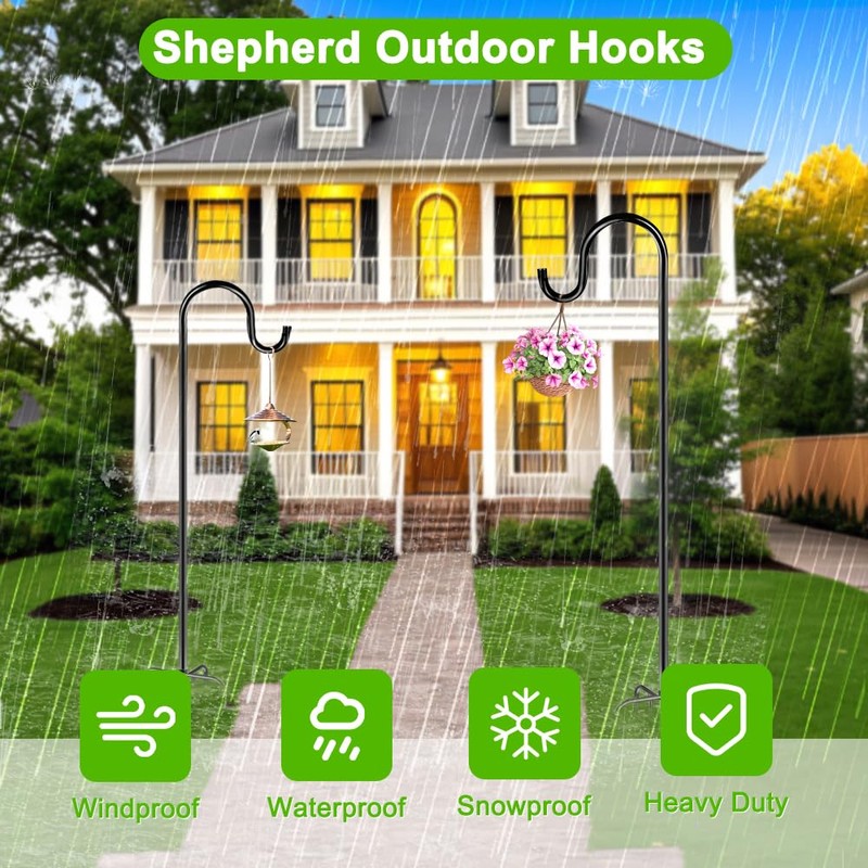ANIDEER 60" Shephards Hook for Outdoor, Heavy Duty Bird Feeder