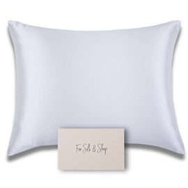 For Silk And Sleep – 100% Pure Mulberry Silk Pillowcase – 22 Momme Highest Grade 6A Both Sides – Real Silk for Hair & Skin – (Standard, White)
