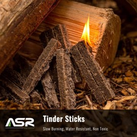 ASR Outdoor Slow Burn Tinder Sticks Waterproof Firestarter Set for Camping 12pk