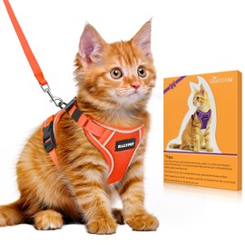 Halypet Cat Harness and Leash Set [H600 Pro] Escape Proof Cat Harness for Walking, Adjustable Breathable Comfortable Travel Cat Leash, Reflective Strips Kitten Harness XS Orange