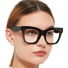 MARE AZZURO Oversized Reading Glasses Women Trendy Large Readers 0 1.0 1.25 1.5 1.75 2.0 2.25 2.5 2.75 3.0 3.5 4.0 5.0 6.0 (Black, 150)
