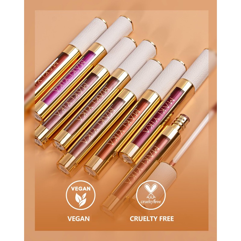 MAKI YIKA Metallic Lipsticks Long Lasting Brown Lipstick for Women,