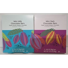 Trader Joe Mini Dark & Milk Chocolate Bars Super Smooth Belgian Chocolate 3.17oz 90g (Two Boxes)
