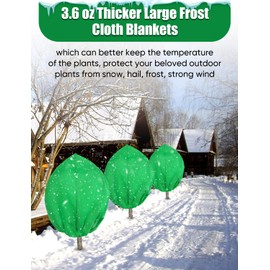 LCHUANG 2Pack Winter Plant Covers Freeze Protection - 71" x 63" Large Thickened Frost Blankets for Plants Fruit Tree Shrubs Cloth Protector Drawstring Bags Jacket for Outdoor Plants (3.2 oz/yd²)