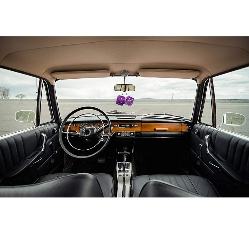 YGMONER Purple Fuzzy Dice for Car Rear View Mirror, Pair