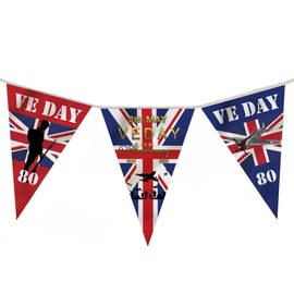 VE Day 80th Anniversary Flag Decorations Bunting Banner, 8th May 2025 Celebration Commemorative Military Memorabilia 80 Years Victory In Europe Flag Gifts