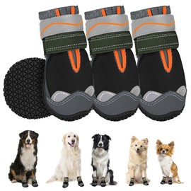 SlowTon Dog Boots - Waterproof Paw Protector for Winter, Dual Adjustable & Washable Non-Slip Shoes With Reflective Strip for Injured Paws, Walking Boots for Hot Pavement