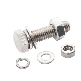 binifiMux 10-Pack M6 x 16mm Hexagon Screws Hex Bolts with M6 Hex Nuts M6 Flat Washers/Spring Lock Washers Set, 304/18-8, Plain Finish