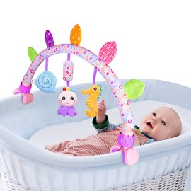 Baby Bassinet Mobile Toys for Bouncer and Travel playpen, Arch Crib Accessory & Pram Activity Bar Toy for Senses and Motor Skills Development Indoor and Outdoor (Ocean)
