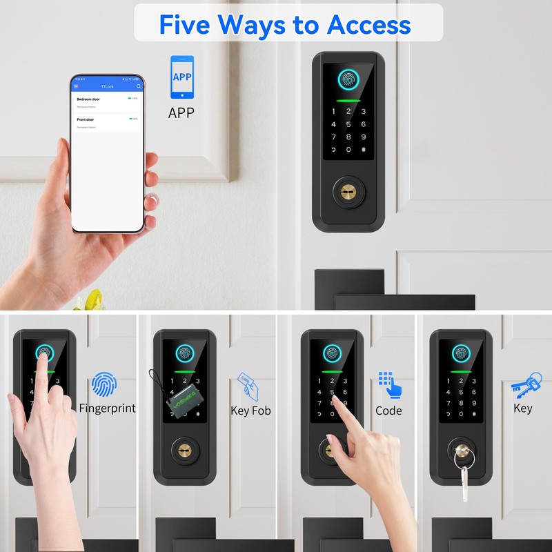 Yosimika Keyless Entry Door Lock with Handle Set,Smart Front Door