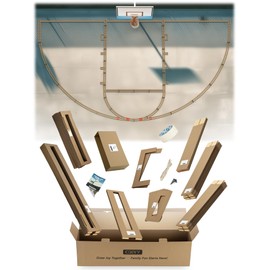 Coivy Quick Setup Backyard Basketball Court Marking Kit – Snap-Fit Stencils for Concrete,Asphalt,Residential Driveway,with Reusable & Easy Storage Cardboard (for High School)-Paint not Included